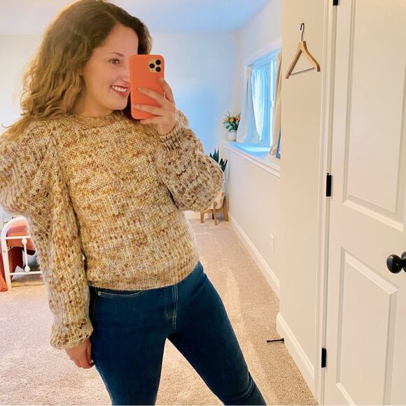 NWT Ulla Johnson Marled Wool Puff Sleeve Handmade Sweater M/L - Picture 1 of 16